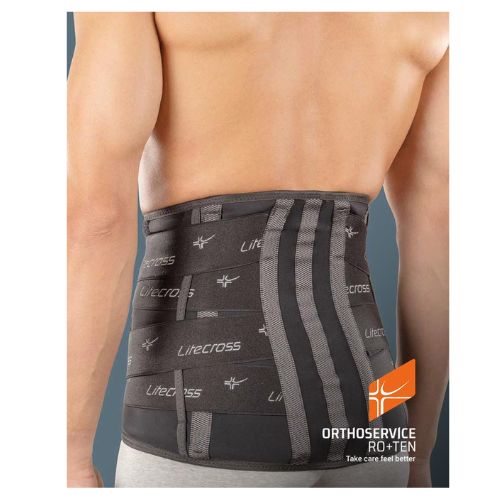 Litecross91 – Busto Ortopedico Elastico Alto | Stabilizzazione Lombare con Pelotte Rigide