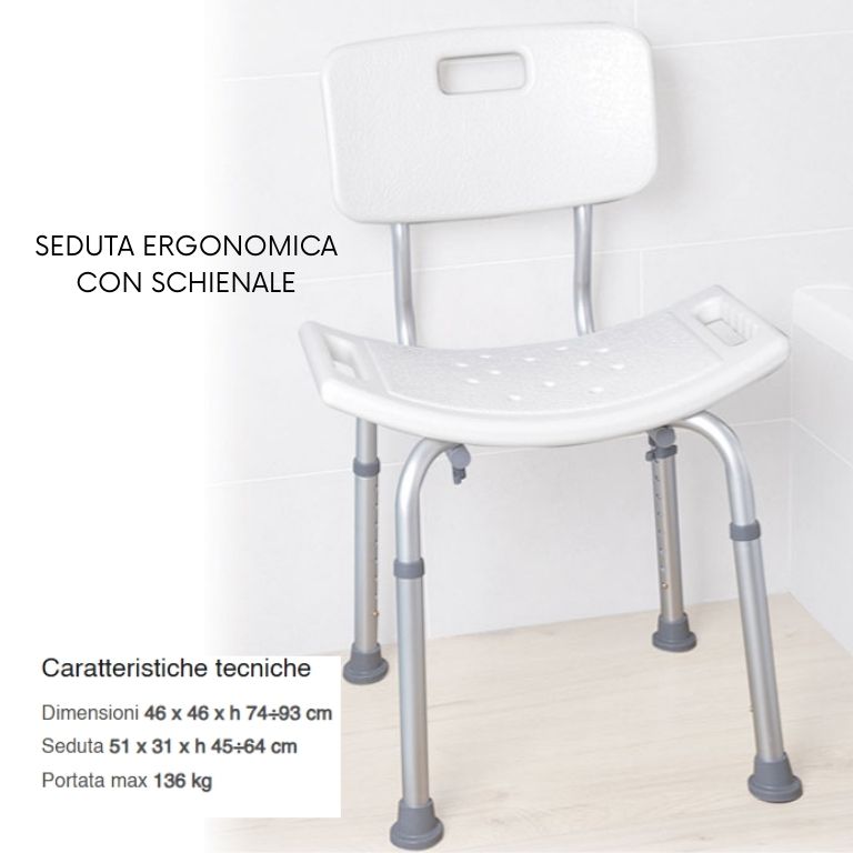 Sedile per Doccia Regolabile in Altezza – 4 Varianti