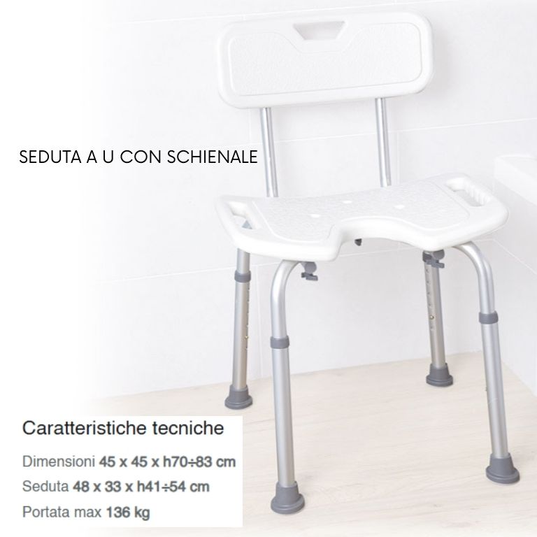 Sedile per Doccia Regolabile in Altezza – 4 Varianti