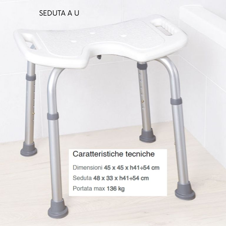 Sedile per Doccia Regolabile in Altezza – 4 Varianti