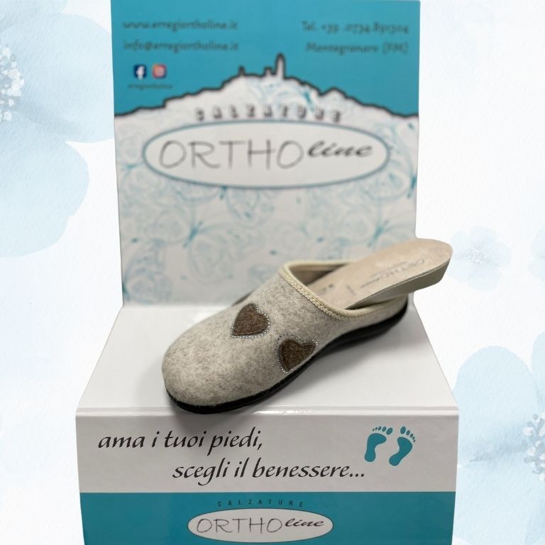 Ciabatta Ortopedica Donna Ortholine in Lana Cotta – Plantare Estraibile