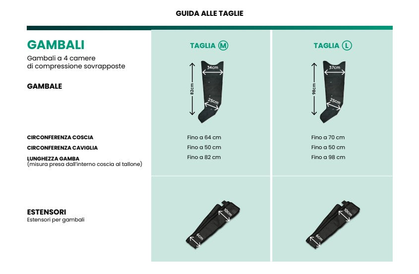 Gambali Accessori per Pressoterapia, 4 camere