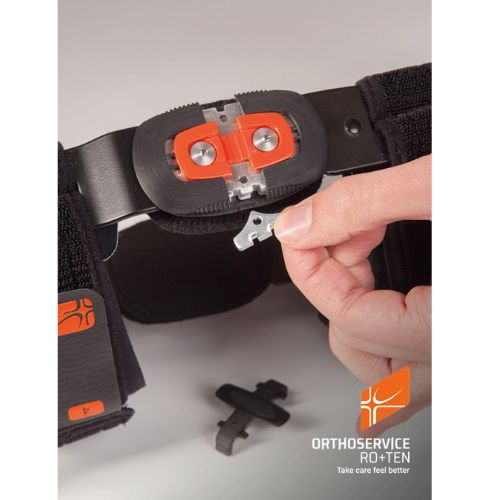 GenuFIT 25A – Ortesi per Ginocchio con Aste Policentriche a Controllo F-E, Corta Apribile