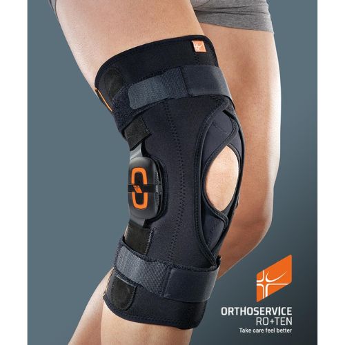 GenuFIT 25A – Ortesi per Ginocchio con Aste Policentriche a Controllo F-E, Corta Apribile