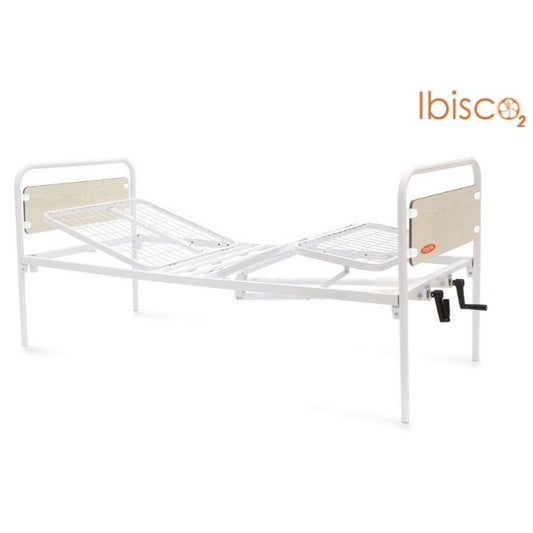 Letto da degenza manuale a due manovelle e tre snodi CON RUOTE – Larghezza 90 cm
