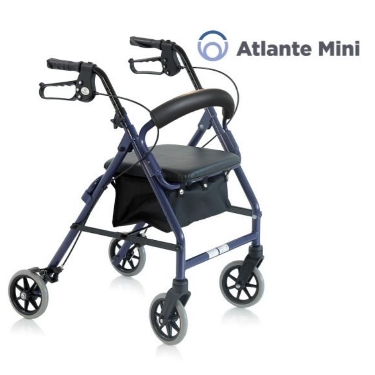 Rollator Atlante Mini 4 Ruote | Alluminio Verniciato | Seduta Imbottita