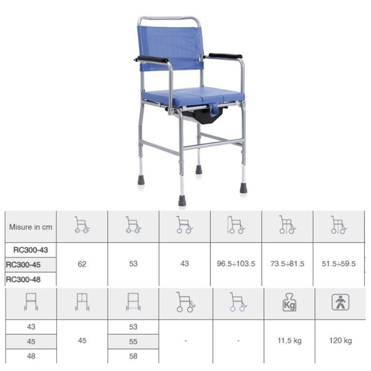 Sedia Comoda Regolabile in Altezza – Variante con o senza Ruote