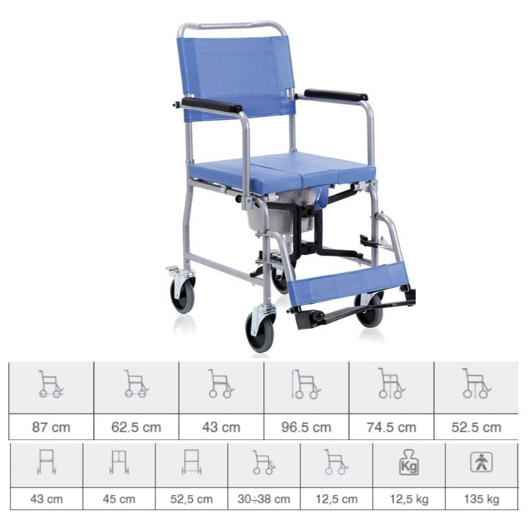 Sedia Comoda Pieghevole con Ruote Posteriori Frenanti