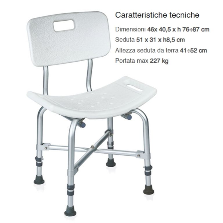 Sedile per Doccia con Schienale - portata 227kg