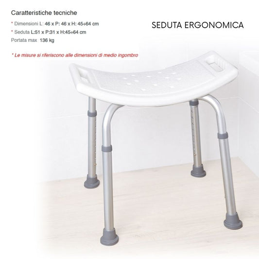 Sedile per Doccia Regolabile in Altezza – 4 Varianti