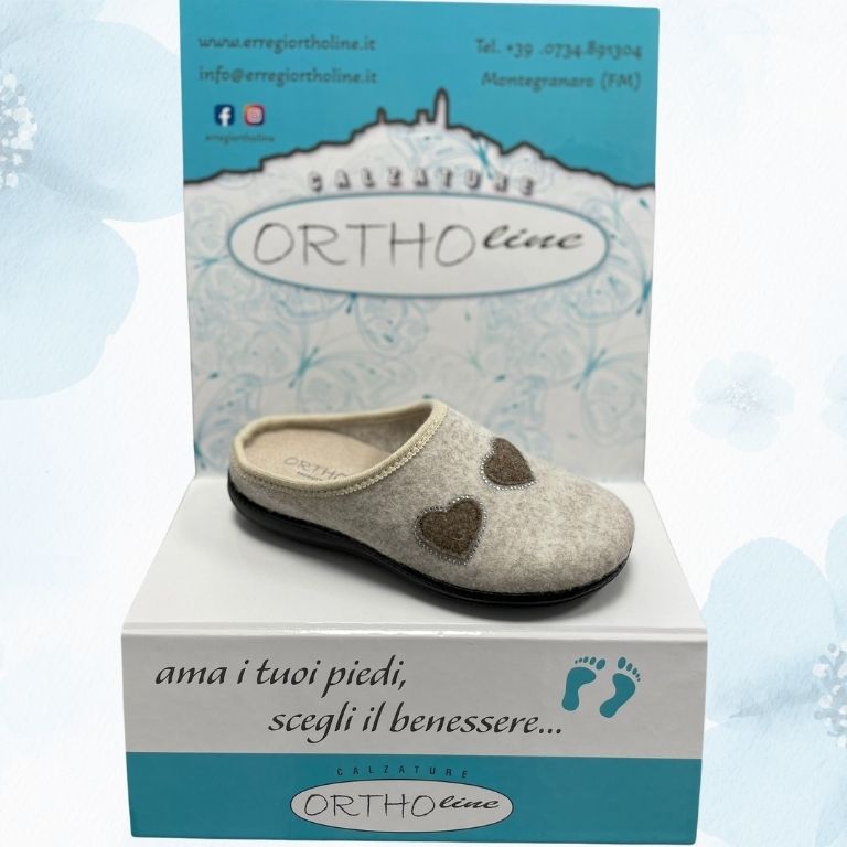 Ciabatta Ortopedica Donna Ortholine in Lana Cotta – Plantare Estraibile