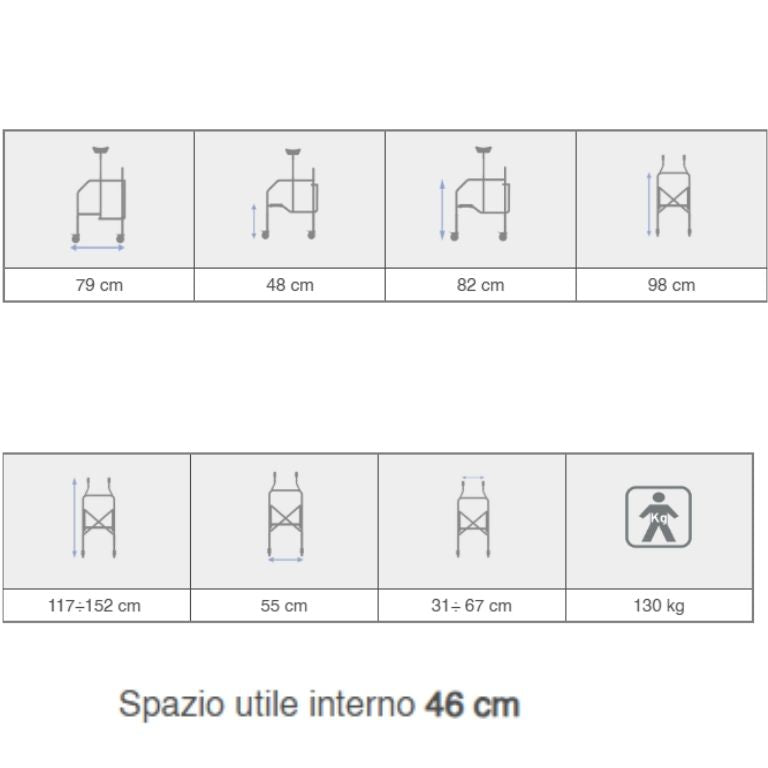 Deambulatore Pieghevole con Appoggio Sottoascellare | Acciaio Verniciato