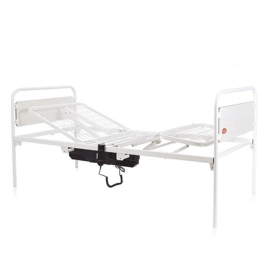 NOLEGGIO - Letto degenza elettrico in metallo — Regolazione elettrica alzatesta/alzagambe con sponde ribaltabili.