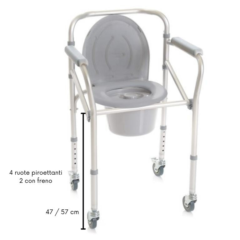Rialzo Stabilizzante per WC con 4 Funzioni in 1 Pieghevole Con o Senza Ruote