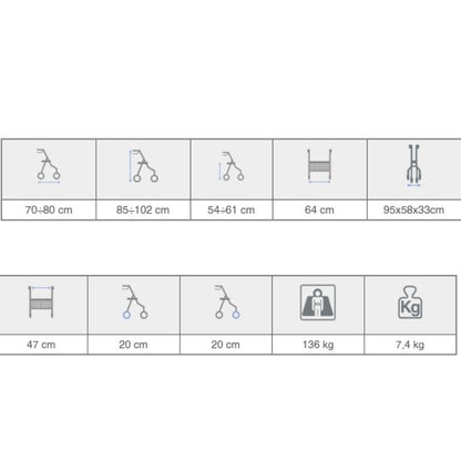 Rollator Ultralight Galatea | Pieghevole in Alluminio