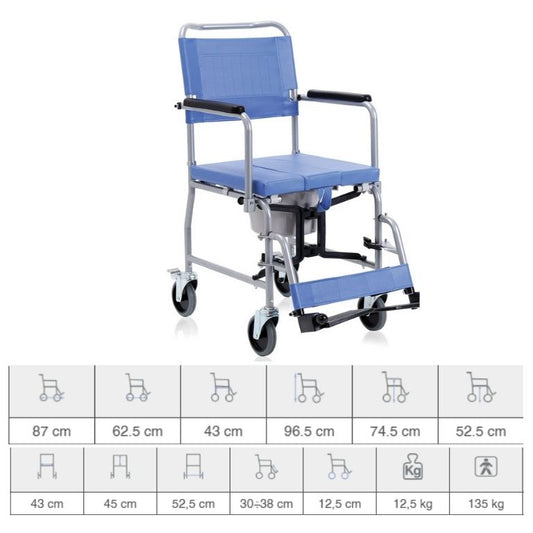 Sedia Comoda Pieghevole con Ruote Posteriori Frenanti