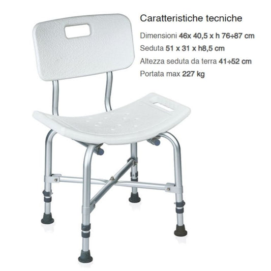 Sedile per Doccia con Schienale - portata 227kg